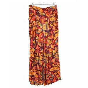 FARM Rio x Anthropology Red and Orange Floral Wide Leg Pants Womens XS